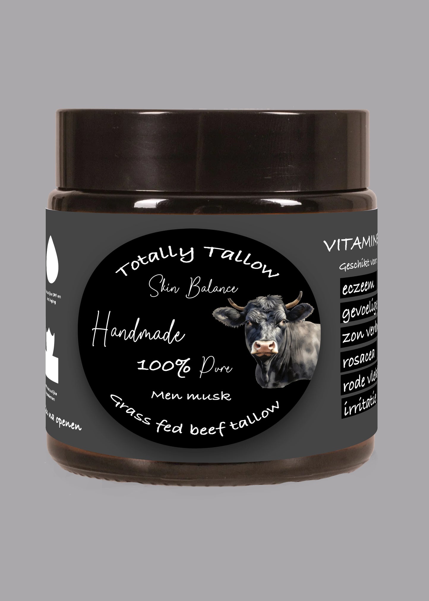 Totally Tallow.mannen Whipped Tallow Crème - 100% Natuurlijke Dag- en Nachtcrème met Patchouli Olie en Musk- Grasgevoerd - 60 ml