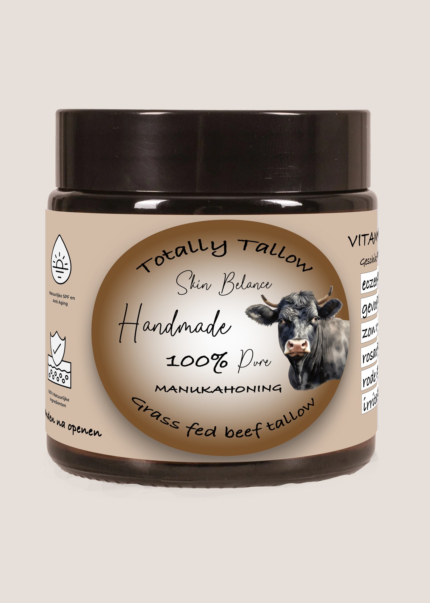 Totally Tallow. Whipped Tallow Crème - TOP PRODUKT 100% puur met Manukahoning en Frankincense!!- Grasgevoerd - 60 ml